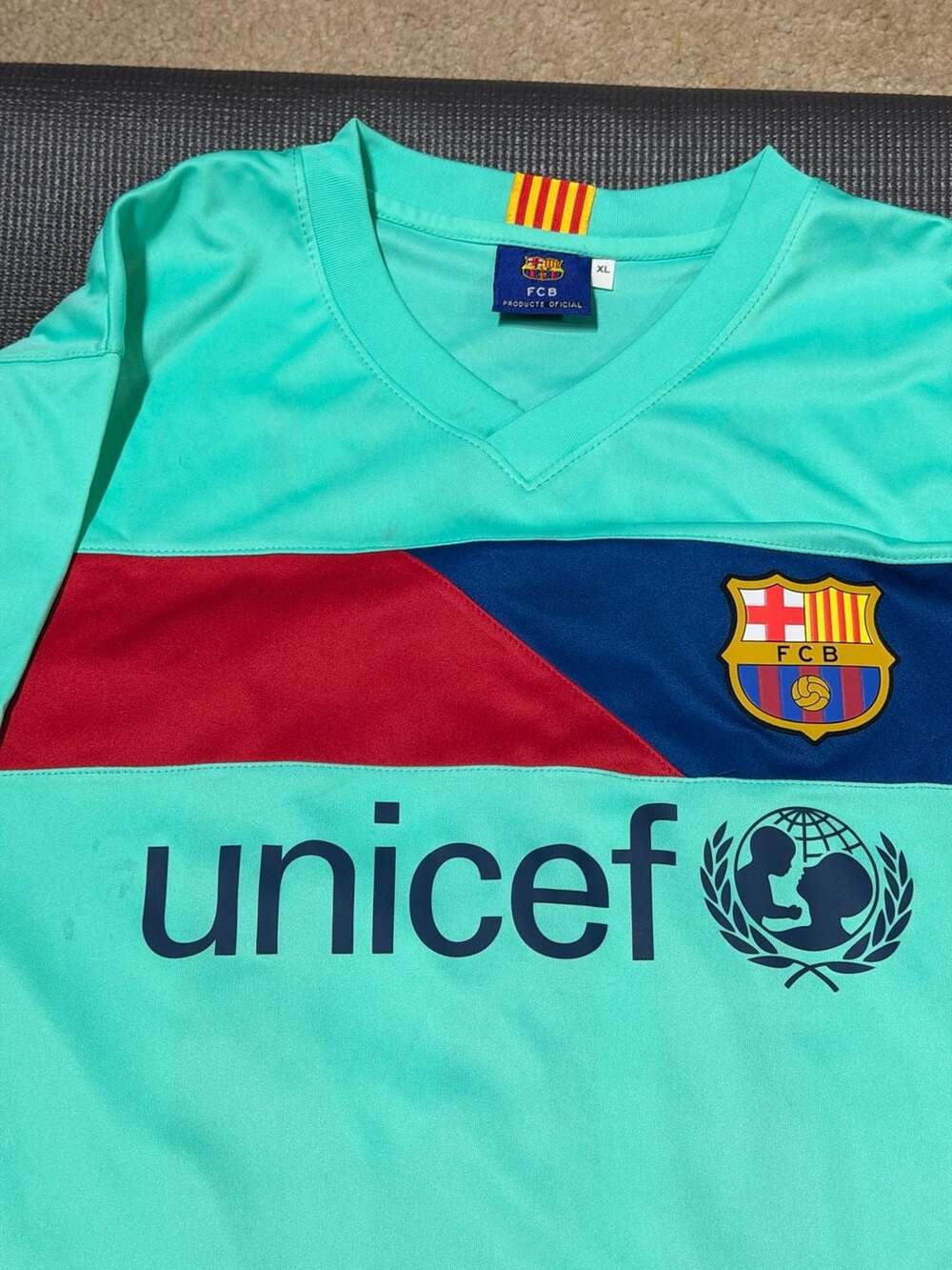 FC Barcelona 2010-2011 Away Jersey Messi 10 Teal Producte Oficial Size XL